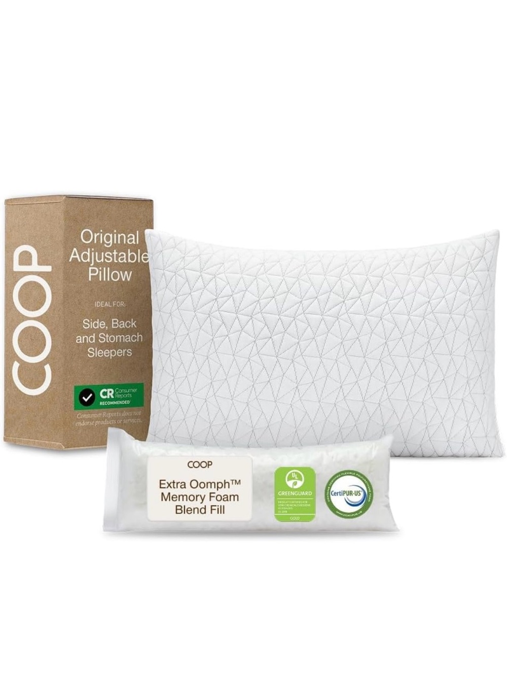 Coop Home Goods Original Adjustable Pillow, Queen Size Bed Pillow for Sleeping,
